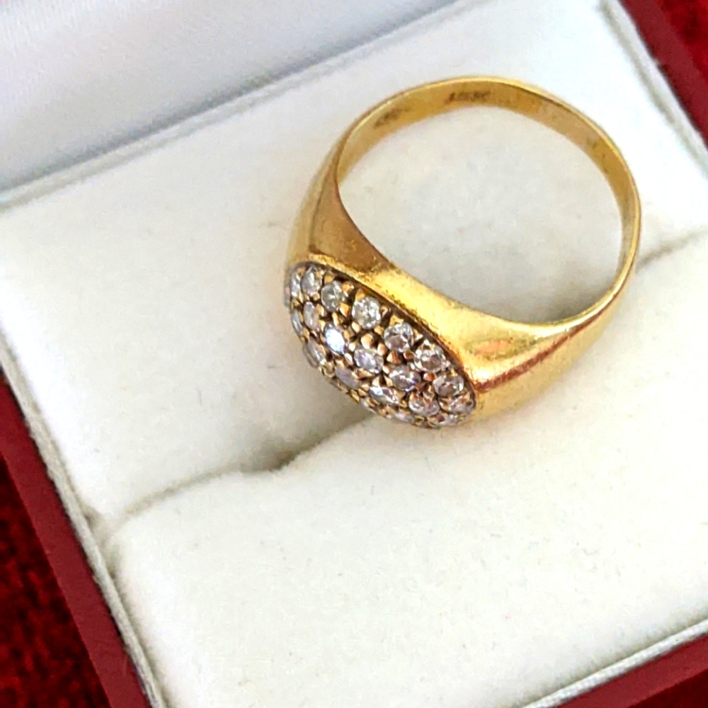 18K💛GOLD PAVE DIAMOND DOME RING - Picture 2 of 8
